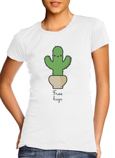 purpura- Cactus Free Hugs para Camiseta Mujer