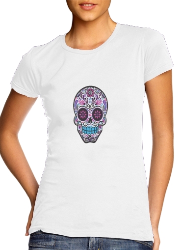 purpura- Calavera Dias de los muertos para Camiseta Mujer