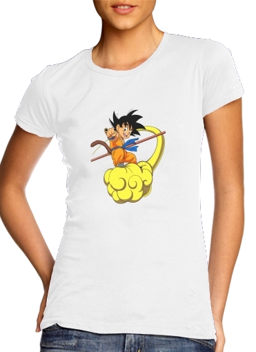  Goku Kid on Cloud GT para Camiseta Mujer