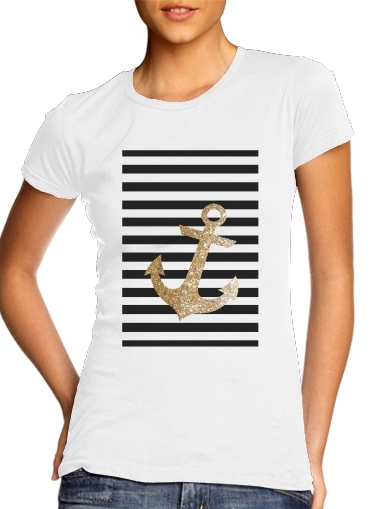  gold glitter anchor in black para Camiseta Mujer
