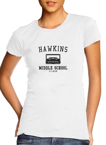  Hawkins Middle School AV Club K7 para Camiseta Mujer
