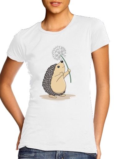  Hedgehog play dandelion para Camiseta Mujer