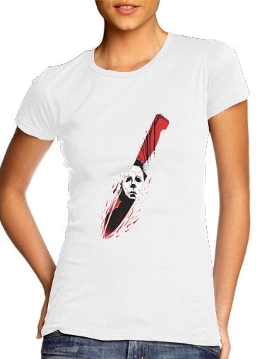  Hell-O-Ween Myers knife para Camiseta Mujer