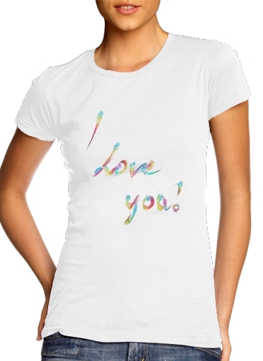  I love you - Rainbow Text para Camiseta Mujer