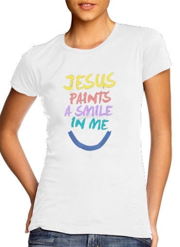  Jesus paints a smile in me Bible para Camiseta Mujer