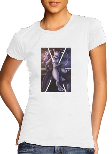  Mew And Mewtwo Fanart para Camiseta Mujer