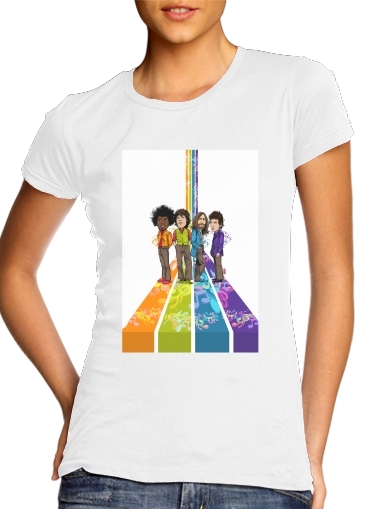  Music Legends: Lennon, Jagger, Dylan & Hendrix para Camiseta Mujer