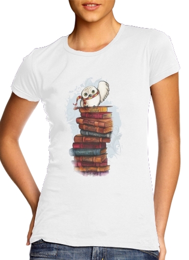  Owl and Books para Camiseta Mujer