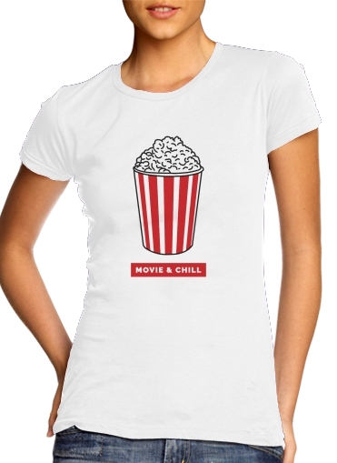  Popcorn movie and chill para Camiseta Mujer