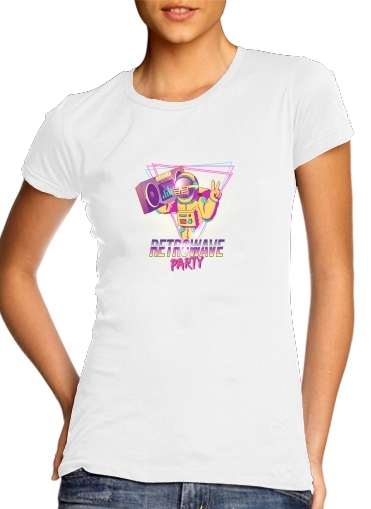  Retrowave party nightclub dj neon para Camiseta Mujer