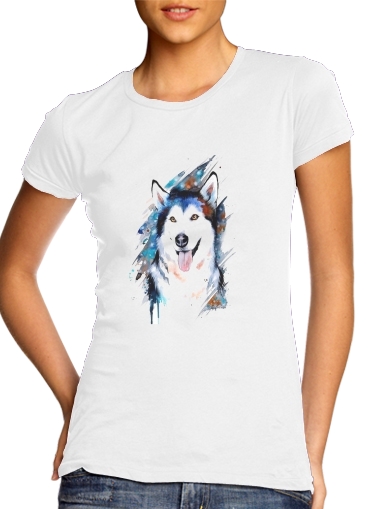  siberian husky watercolor para Camiseta Mujer