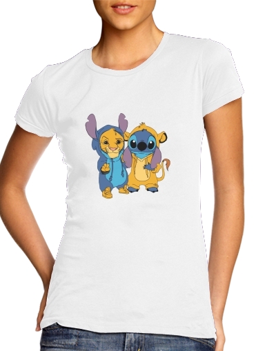  Simba X Stitch best friends para Camiseta Mujer