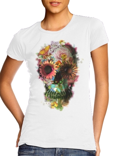  Skull Flowers Gardening para Camiseta Mujer
