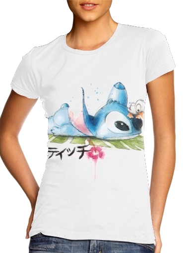  Stitch watercolor para Camiseta Mujer