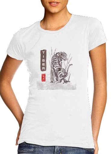  Tiger Japan Watercolor Art para Camiseta Mujer