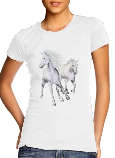  White Horses On The Beach para Camiseta Mujer