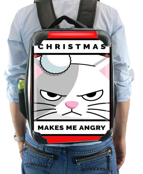  Christmas makes me Angry cat para Mochila