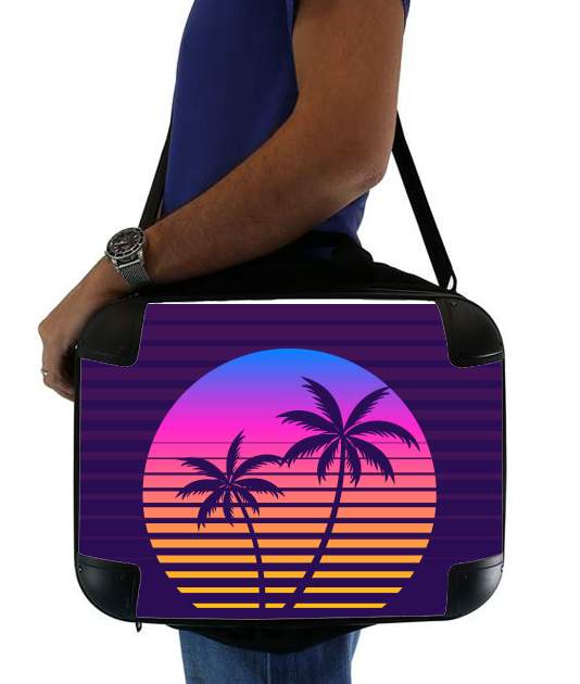 Classic retro 80s style tropical sunset para bolso de la computadora