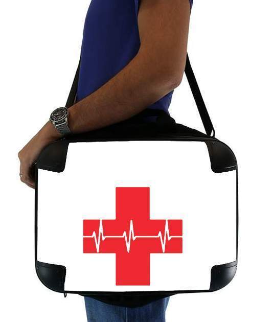  Croix de secourisme EKG Heartbeat para bolso de la computadora