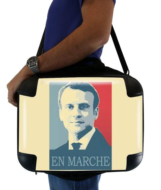  Macron Propaganda En marche la France para bolso de la computadora