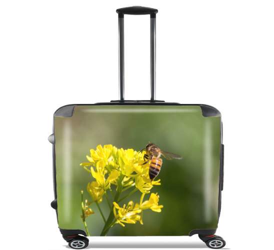  A bee in the yellow mustard flowers para Ruedas cabina bolsa de equipaje maleta trolley 17" laptop