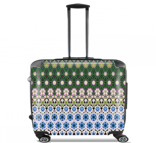  Abstract ethnic floral stripe pattern white blue green para Ruedas cabina bolsa de equipaje maleta trolley 17" laptop