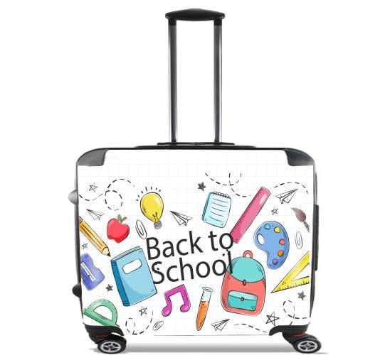  Back to school background drawing para Ruedas cabina bolsa de equipaje maleta trolley 17" laptop
