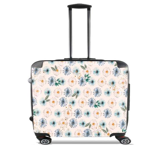  Blue & White Flowers para Ruedas cabina bolsa de equipaje maleta trolley 17" laptop