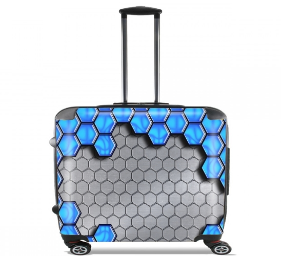  Azul Metálico Escala para Ruedas cabina bolsa de equipaje maleta trolley 17" laptop