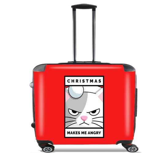  Christmas makes me Angry cat para Ruedas cabina bolsa de equipaje maleta trolley 17" laptop