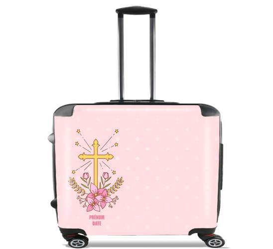  Communion cross with flowers girl para Ruedas cabina bolsa de equipaje maleta trolley 17" laptop