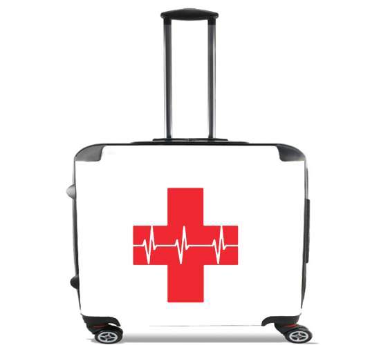  Croix de secourisme EKG Heartbeat para Ruedas cabina bolsa de equipaje maleta trolley 17" laptop
