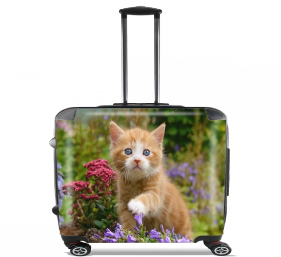  Cute ginger kitten in a flowery garden, lovely and enchanting cat para Ruedas cabina bolsa de equipaje maleta trolley 17" laptop