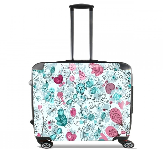  doodle flowers and butterflies para Ruedas cabina bolsa de equipaje maleta trolley 17" laptop