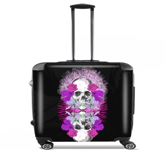  Flowers Skull para Ruedas cabina bolsa de equipaje maleta trolley 17" laptop