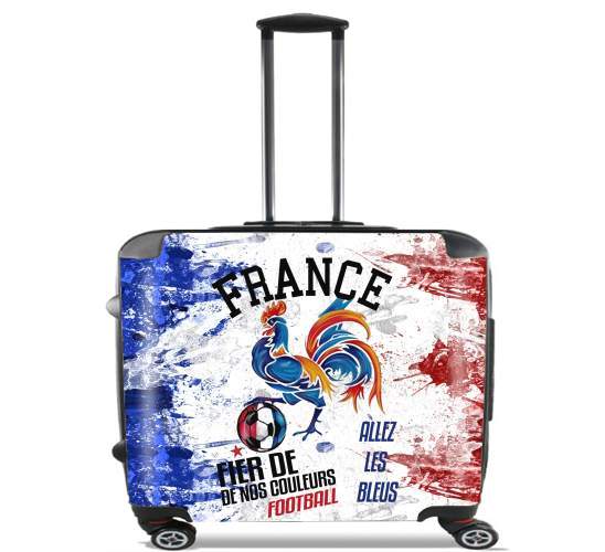  France Football Coq Sportif Fier de nos couleurs Allez les bleus para Ruedas cabina bolsa de equipaje maleta trolley 17" laptop