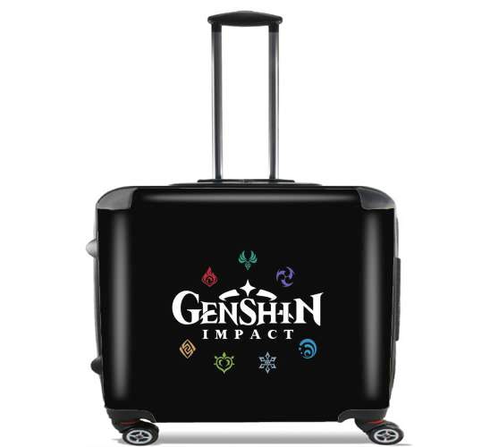  Genshin impact elements para Ruedas cabina bolsa de equipaje maleta trolley 17" laptop