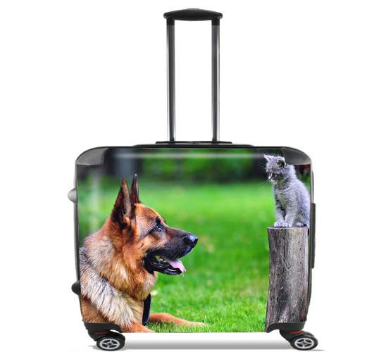  German shepherd with cat para Ruedas cabina bolsa de equipaje maleta trolley 17" laptop