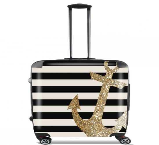  gold glitter anchor in black para Ruedas cabina bolsa de equipaje maleta trolley 17" laptop