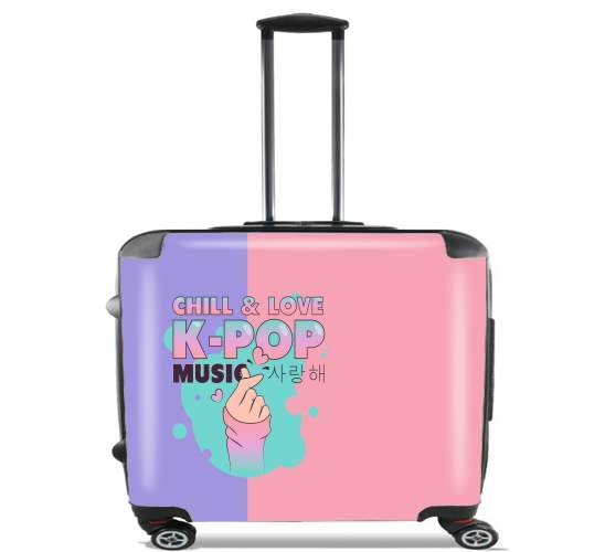  Hand Drawn Finger Heart Chill Love Music Kpop para Ruedas cabina bolsa de equipaje maleta trolley 17" laptop