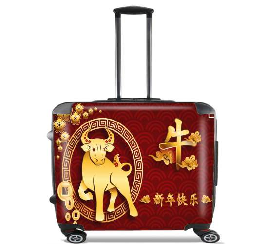  Happy The OX chinese new year  para Ruedas cabina bolsa de equipaje maleta trolley 17" laptop