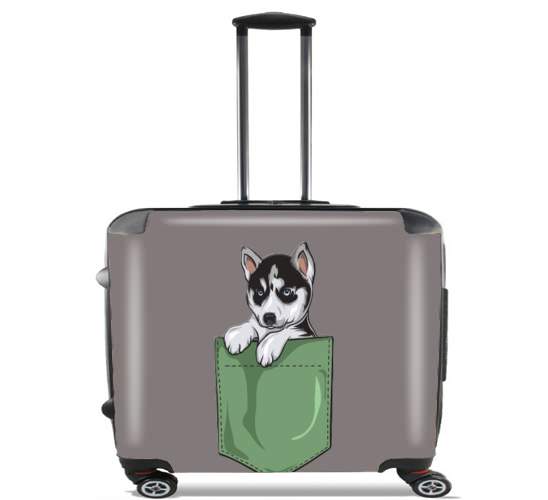  Husky Dog in the pocket para Ruedas cabina bolsa de equipaje maleta trolley 17" laptop