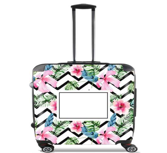  Initial Chevron Flower Name para Ruedas cabina bolsa de equipaje maleta trolley 17" laptop