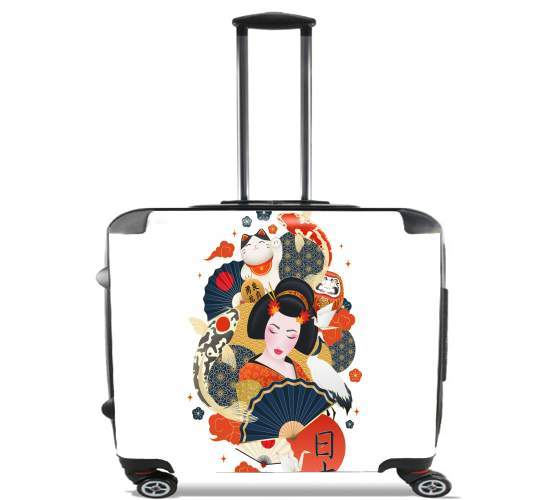  Japanese geisha surrounded with colorful carps para Ruedas cabina bolsa de equipaje maleta trolley 17" laptop