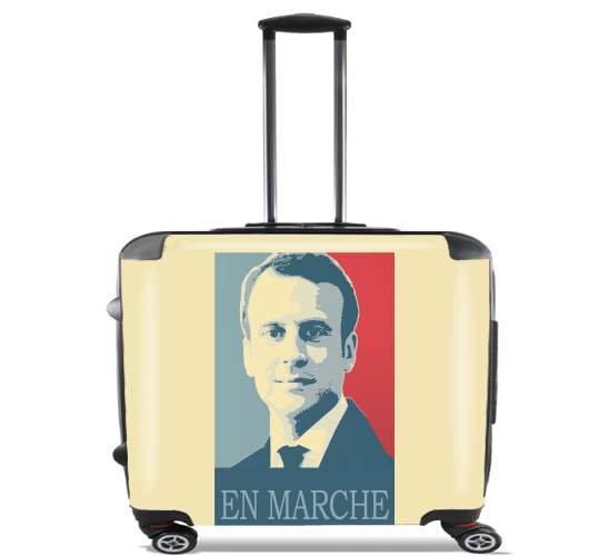  Macron Propaganda En marche la France para Ruedas cabina bolsa de equipaje maleta trolley 17" laptop