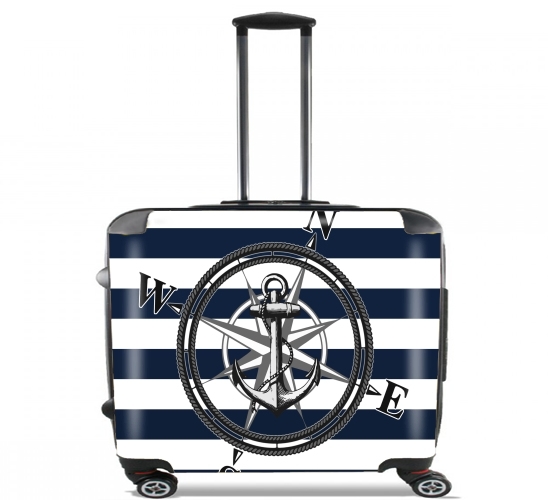  Navy Striped Nautica para Ruedas cabina bolsa de equipaje maleta trolley 17" laptop