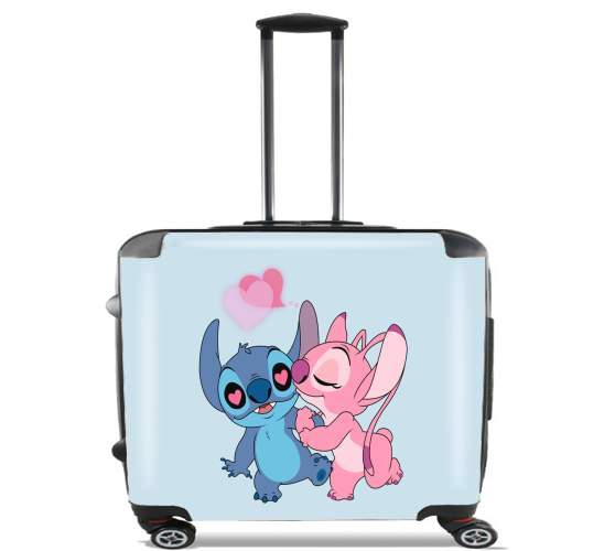  Stitch Angel Love Heart pink para Ruedas cabina bolsa de equipaje maleta trolley 17" laptop