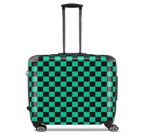  Tanjiro Pattern Green Square para Ruedas cabina bolsa de equipaje maleta trolley 17" laptop