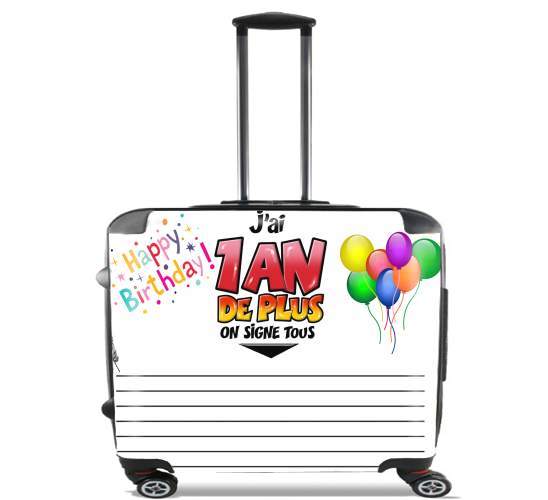  Un An de plus Cadeau anniversaire a dedicacer para Ruedas cabina bolsa de equipaje maleta trolley 17" laptop