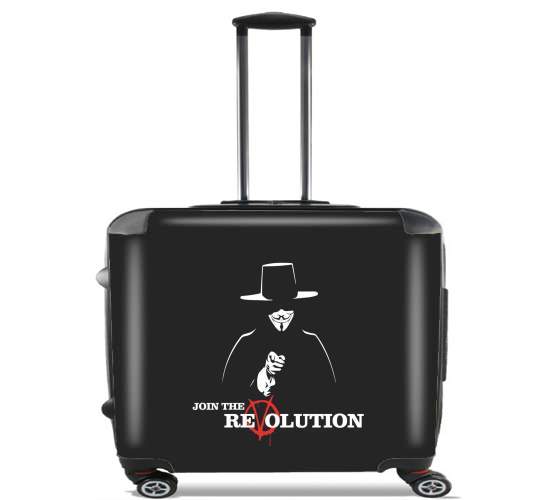  V For Vendetta Join the revolution para Ruedas cabina bolsa de equipaje maleta trolley 17" laptop